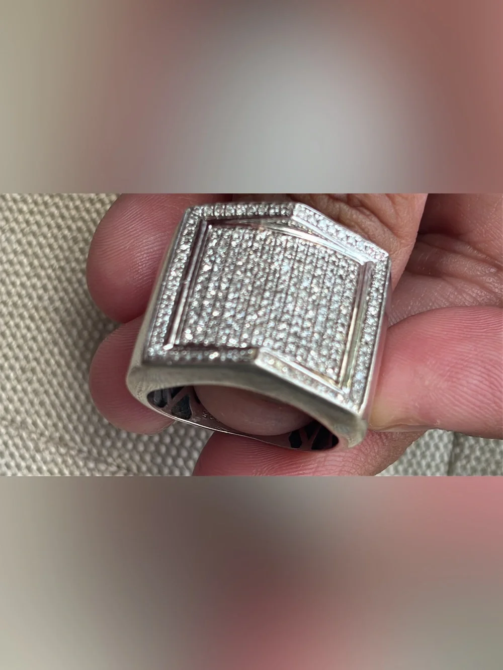 Sterling Silver with Pave Diamond Ring Statement Ring